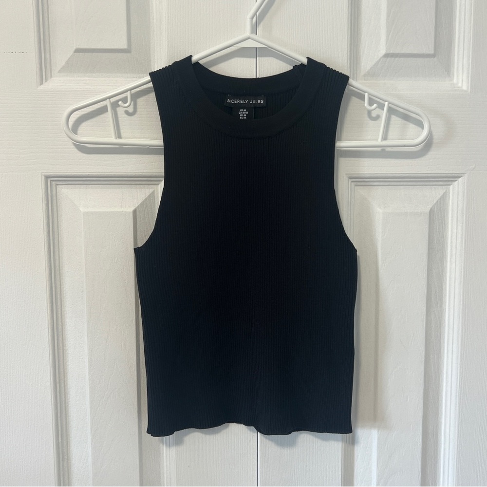 🚨 Last day Fri 🧳 Black Fitted Muscle Tee Sleeveless